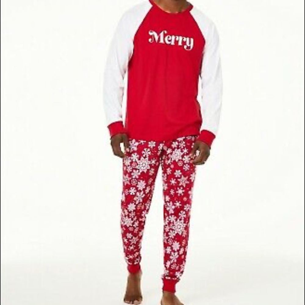 MACY’S Family PJs Men’s long sleeve knit snowflakes joggers  lounge wear NEW